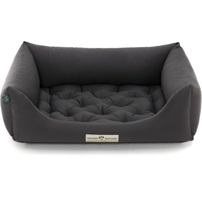 Ортопедичне ліжко для собак HOUND & NATURE Zermatt, корзина для собак середніх порід з високим бортиком, м'яке собаче ліжко з подушкою, яку можна прати (M - 95x70 см, сірий)