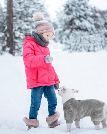Піжама для собак, теплий зимовий светр з вельвету, для цуценят та маленьких/середніх тварин (собаки, коти), колір зелений (Large, сірий)