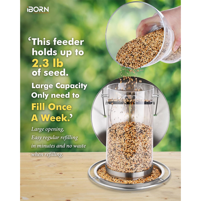 Годівниця для птахів iBorn, Металева годівниця-будиночок, Зелений колір, 18 см, для цілорічного годування, 6 отворів
