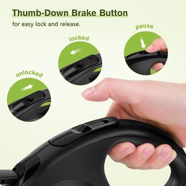 Рулетка для собак Pecute 8м, 50 кг, 360°, антиковзний хват, швидка зупинка, зелена