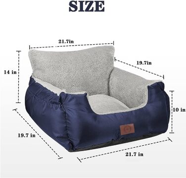 Автокрісло для собак та котів GoFirst, підвищення для тварин, переноска з кишенькою та страхувальним ременем, водовідштовхувальне, тепле, безпечне, Marineblau (темно-синій)