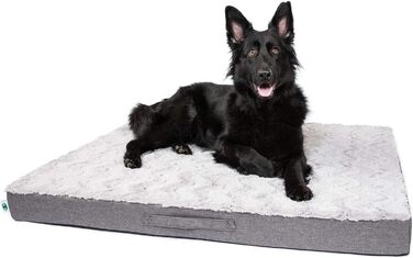 Ортопедичний килимок для собак CopcoPet Lucky Hundematratze: ковзний, миючий, з м'якого штучного хутра, 100 x 80 x 10 см, сірий