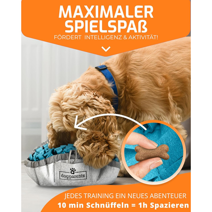 DOGPARENTS® нюхальний килимок для собак малих і великих, міцна синя іграшка-килимок для занять і пошукових ігор