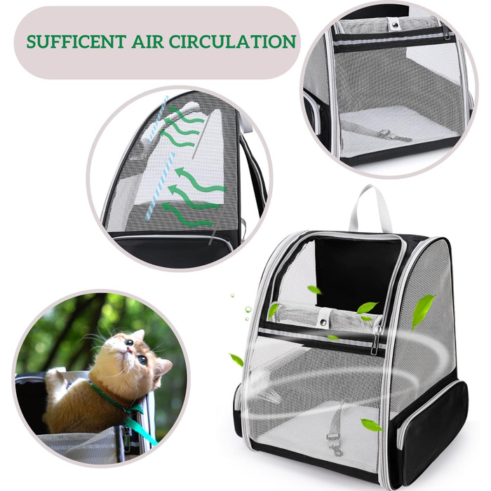 Рюкзак для собак та котів Lollimeow: дихаюча сітка, схвалено авіаперевізниками, для подорожей та прогулянок