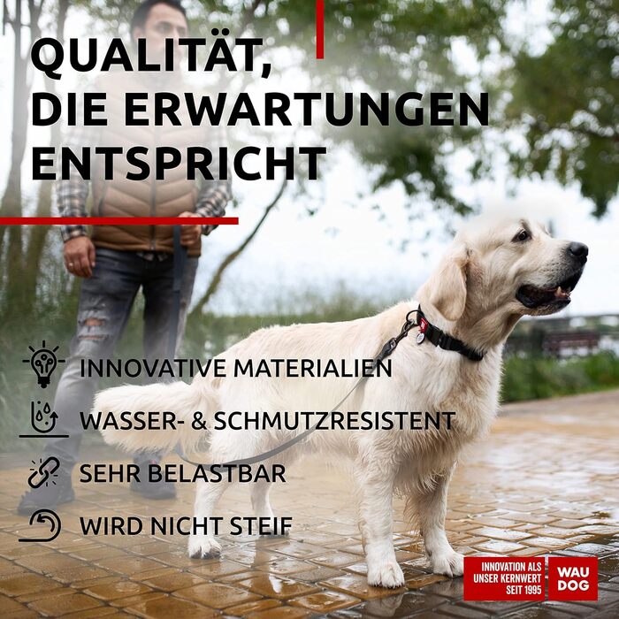 Водонепроникний нашийник для собак WAUDOG, регульований, для великих, середніх та маленьких собак, металевий замок, 31-49 см, 25 мм