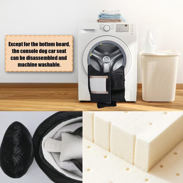 Автокрісло для собак - підставка для тварин у машину з ременем безпеки та м'яким сидінням, чорний (до 6,8 кг)