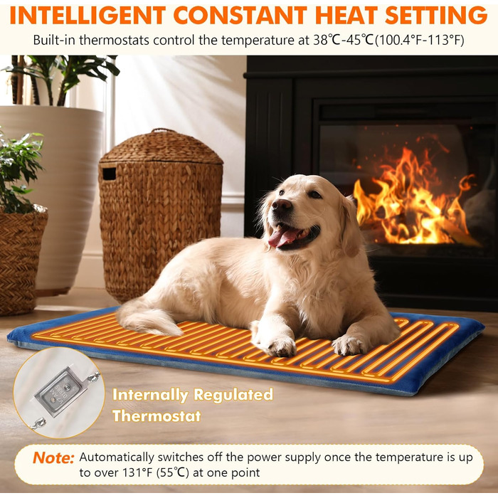 Електричний килимок для домашніх тварин Pecute - нагрівальний килимок для собак і котів з постійною температурою (M, 40x50 см)