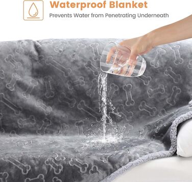 Водонепроникний коврик для собак PETTOM, 145 x 127 см, фліс Sherpa, захист дивану, миється, двосторонній, сірий