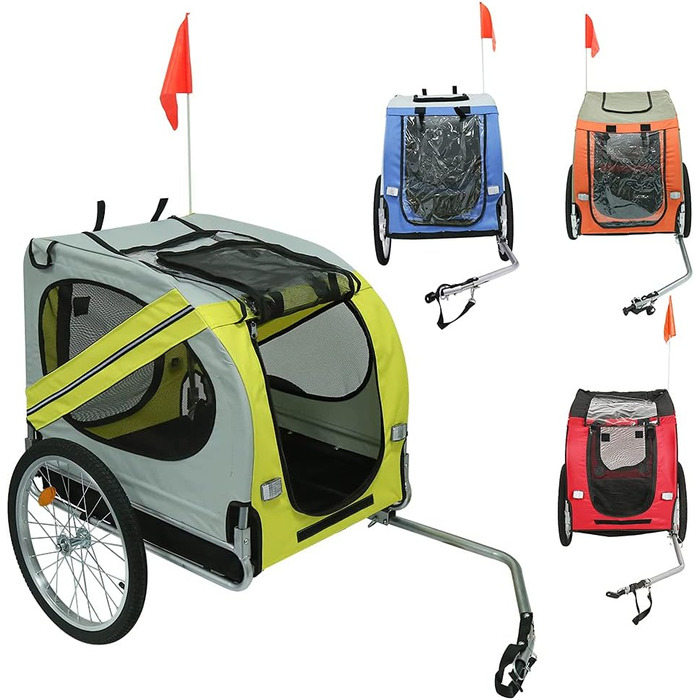 Причіп для собак на велосипед 3в1, переноска для тварин, причіп-трансформер для велосипеда та джоггінгу, до 40 кг (137 x 73 x 90 см, жовто-сірий)