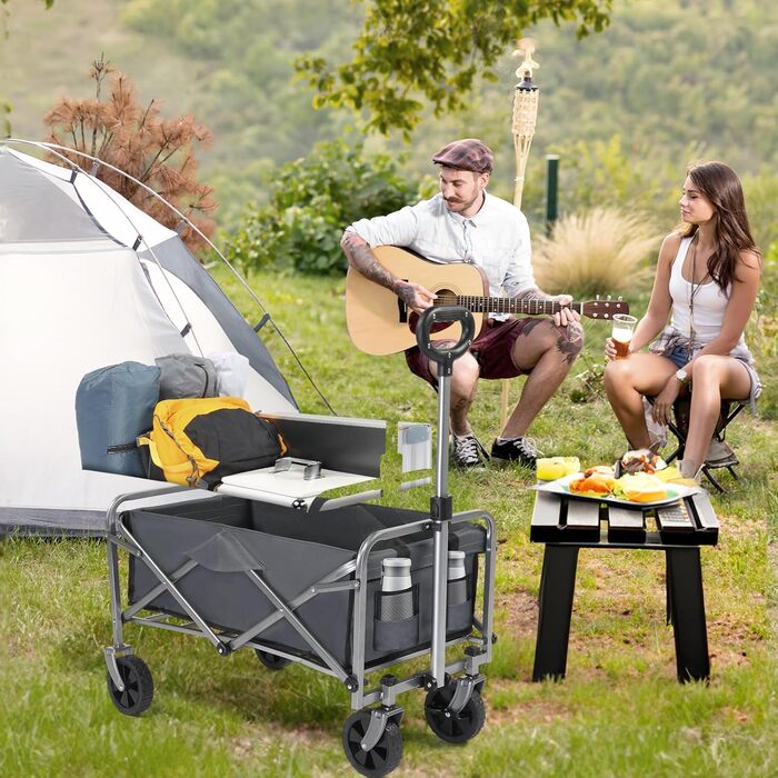 Візок Bonnlo для перевезення вантажів, 100 кг, 600D Oxford, сталевий каркас, 74,5×45,5×84 см (сірий)