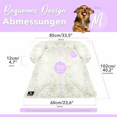 Захисний лежак для собак на диван, плюшевий коврик для собак малого та середнього розміру, водонепроникний, знімний чохол, ковдра-чохол для собачого дивана, колір: (кремовий, M - 102x85x12 см)