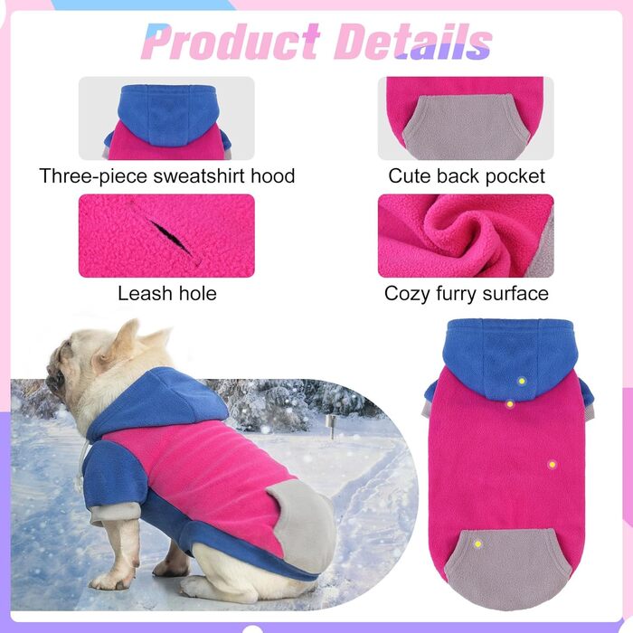 Теплий плед-жилет для собак BeautyZoo: флісова жилетка, зимова куртка, для малих, дрібних порід, цуценят, середніх порід, з кільцем для повідка, вітростійкий, теплий, класичний буфало-карто (рожевий, L)