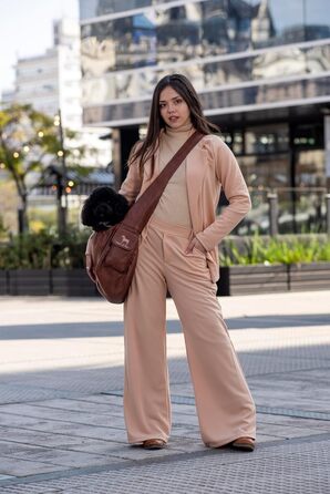 Сумочка для собак Noah & Paw до 10 кг, з регульованим ремінцем, м'яким хутром, подвійним замком безпеки, з веганської шкіри