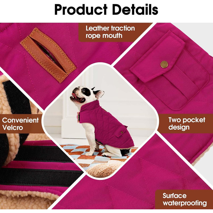 Зимовий теплий одяг для собак Citétoile - куртка з флісу для собак, з отвором для шлейки (L, фіолетовий)