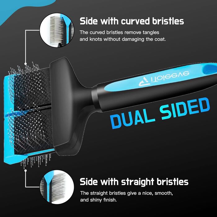 iToleeve Dual Flex професійна щітка для довгошерстих собак і котів, для видалення підшерстя, ковтунів і вузлів