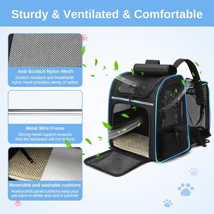 Рюкзак для кота та собаки Dogat: зручний, дихаючий, розкладний, з сіткою, чорний