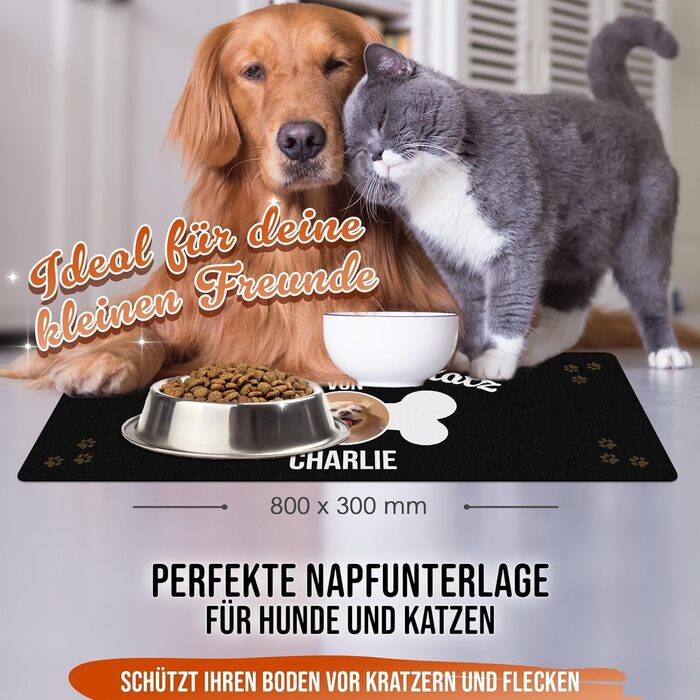 Персоналізований килимок для годування собак з ім'ям та фото - Royal, 80 x 30 см, нековзний