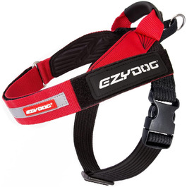 Шлейка для собак EZYDOG Express, червона, розмір M, ергономічна, для малих, середніх і великих порід, зручна ручка, легке застібання