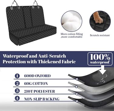 Накладка на сидіння авто для собак, 135x120 см, водонепроникна, з кріпленням, універсальна