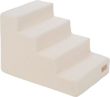 Сходинка для собак Velinda з 4 сходинками, для котів, для домашніх тварин, допомога у підйомі, з пінопласту (колір: кремовий)