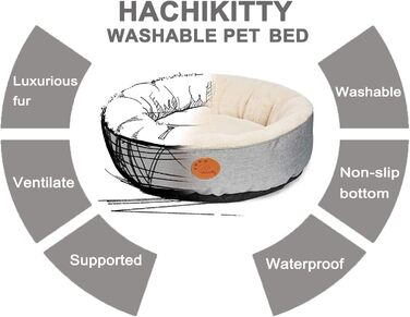 М'яке кругле лежанка-донат для котів HACHIKITTY, середня та мала, машинне прання, для дому