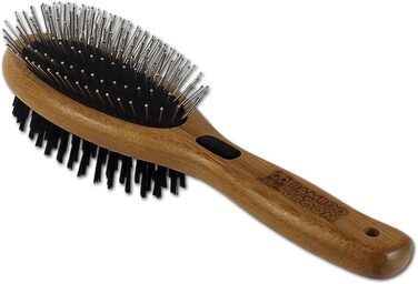 Набір для грумінгу Bamboo Groom Combo Brush I Подвійна щітка для тварин з коротким та середнім хутром I Щітка для собак та котів з закругленими щетинками та щетиною дикого кабана