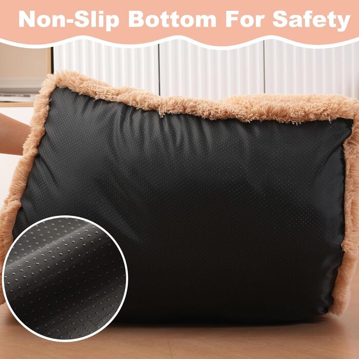 Водонепроникне собаче ліжко Bedfolks знімним, пральним чохлом, м'яким штучним хутром для великих собак, пухнасте ліжко-будка, 88,9 x 58,4 см, темно-сірий (Large, масивна верблюжа шкіра)