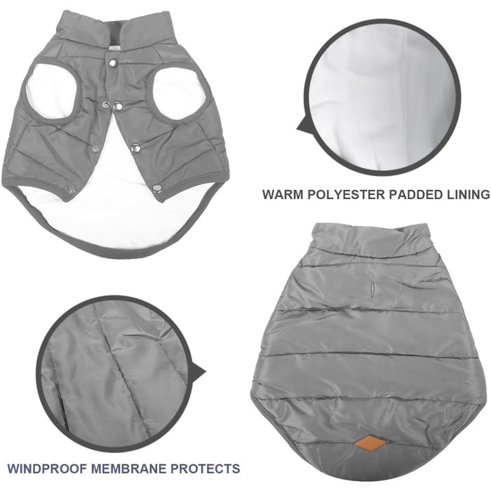 Зимовий одяг для собак Meioro: тепла куртка, жилет з флісу, зручний пуловер для маленьких та середніх собак (Сірий, S)