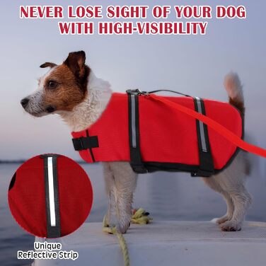 Регульований жилет для плавання собак з світловідбиваючими смугами, жилет для плавання собак з високою плавучістю та рятувальним ручкою, жилет для плавання собак, рятувальний жилет з повідком та іграшкою для собак