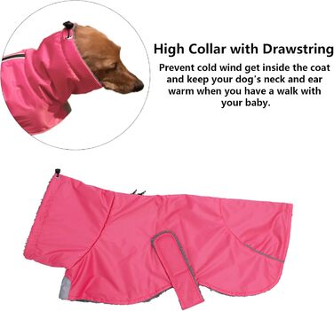 Водонепроникна зимова куртка для собак MOREZI з флісовою підкладкою, з регульованим поясом та світловідбиваючими елементами, для такс та схожих порід - Рожева S (довжина спини: 34-37 см)