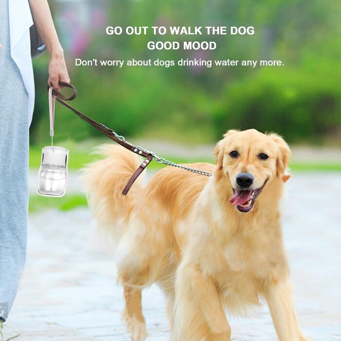 Складана пляшка для води для собак - портативна пляшка для домашніх тварин для собак та котів, для прогулянок, походів, подорожей (білий, 350 мл)