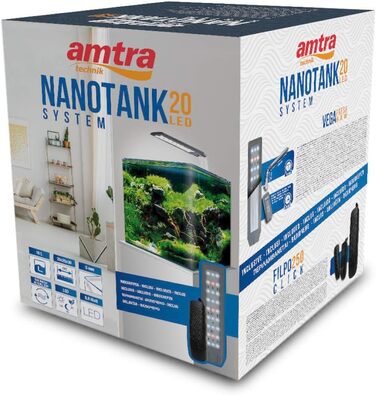 Нанотанк Amtra System 20, акваріум 18 л з LED освітленням і фільтром, скло, 25x25x30 см, комплект