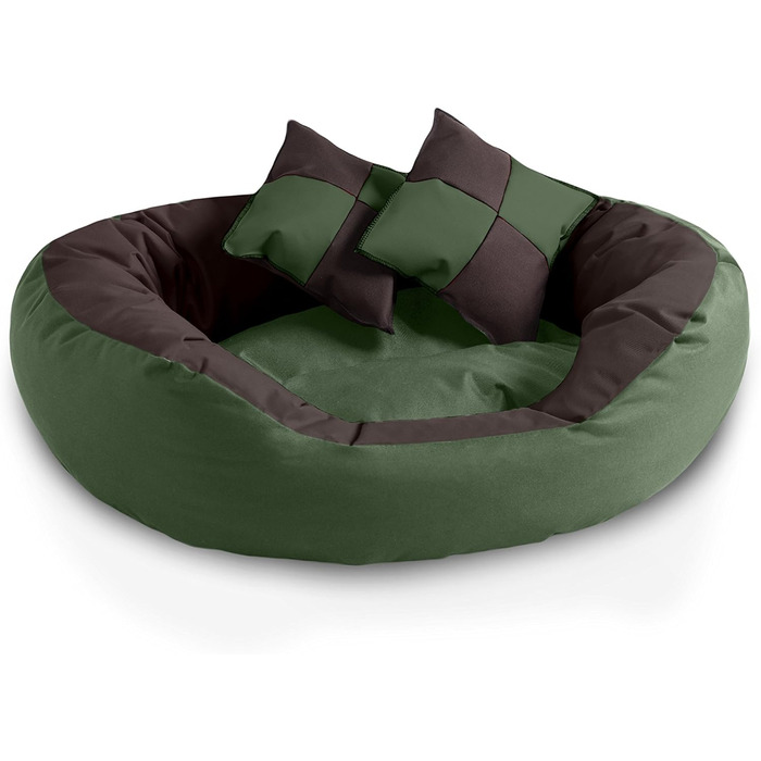 BedDog® Hundebett SABA 4в1: овальне/кругле, велике, з бортиком, для дому та вулиці, L, Mystic, зелено-коричневе, 65x50x23 см