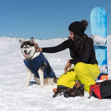 Зимова куртка для собак EMUST, тепла, водонепроникна, з флісовою підкладкою, блакитна, XL X-Large
