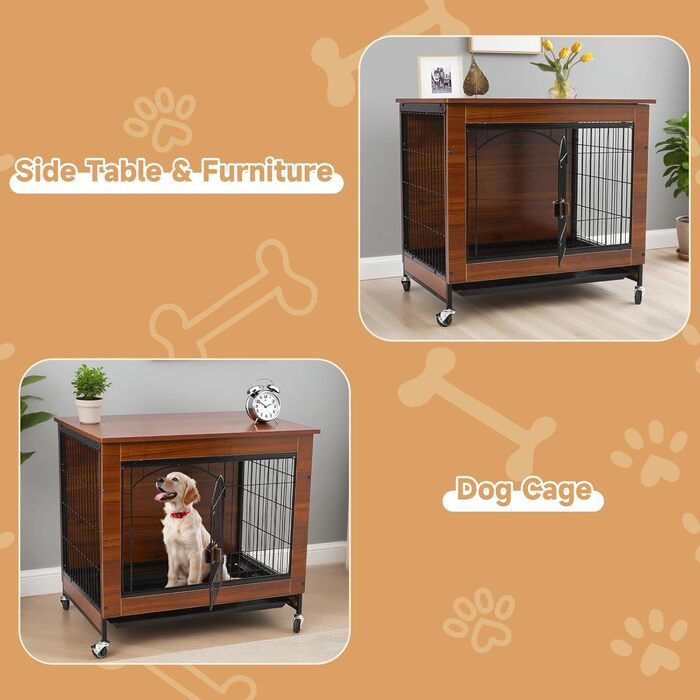 Будка для собак з дерева XXL, внутрішня, на коліщатках, для великих собак