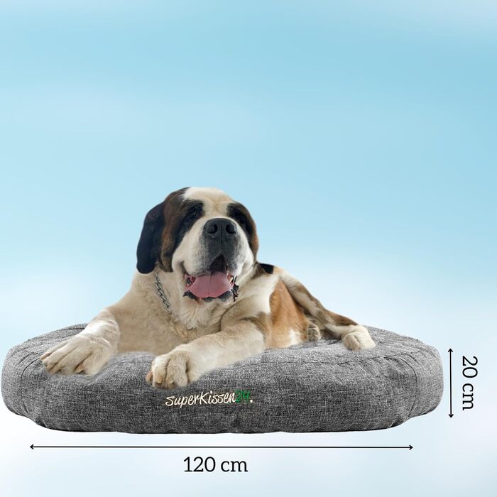 Гіркий лежак для собак середніх порід SuperKissen24 - водонепроникний лежак для котів - лежанка для собак з антикіготного матеріалу - антиалергенний та неслизький - лежанка для собак 60 x 14 см, сірий (XL)