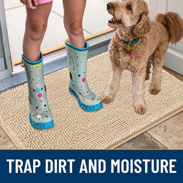 Килимок для собак Smiry, ультрам'який, неслизький, миючий, швидковисихаючий, з дрібного ворсу, для великих, середніх та маленьких собак (47x17x1 см, Бежевий)