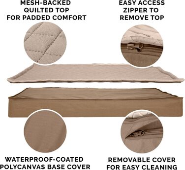 Гіркий собачий лежак Furhaven з охолоджуючим гелем, водовідштовхувальний, для собак великих та середніх порід, до 25 кг, знімний, пральний чохол, внутрішній розмір 135 x 102 x 13 см, матеріал Oxford Polycanvas, з логотипом, для використання в приміщенні т