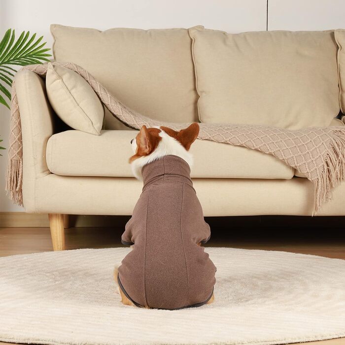 Теплий флісовий пуловер для собак Hjyokuso, піжама, одяг для холодної погоди, розмір L, колір коричневий
