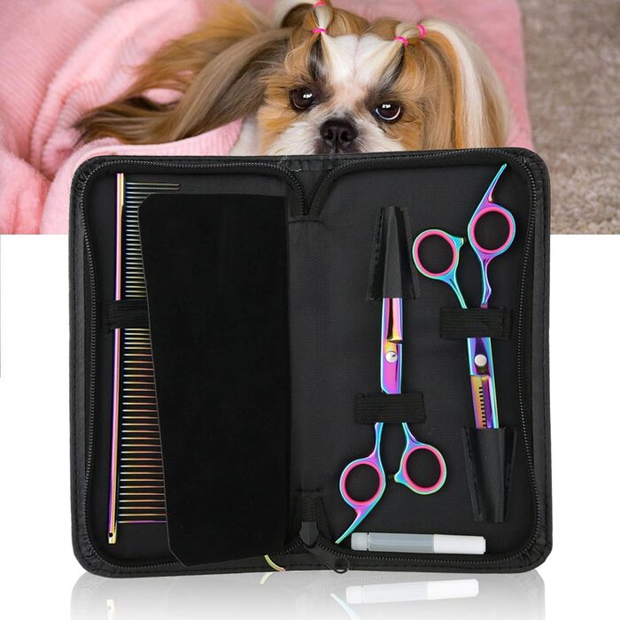 Набір професійних ножиць для грумінгу собак та котів, нержавіюча сталь, вигнуті