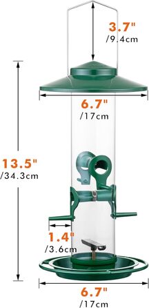 Годівниця для птахів iBorn на відкритий простір – годівниця для птахів з металу, місткість 900г, 4 отвори для годування, чорний/зелений колір