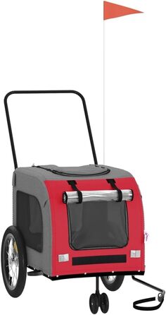 Причіп для велосипеда для собак, червоний та сірий, Oxford-тканина та метал, LH25839