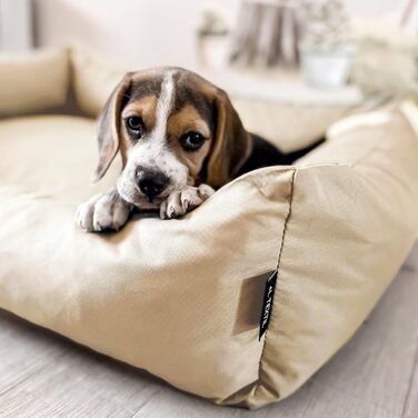 Водонепроникне ліжко для собак 4L Textil Koko, великі породи, корзина, знімний та пральний чохол, 80x60 см, бежеве