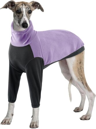 Теплий флісовий комбінезон для віндхундів (гріхундів) - флісова куртка, одяг Gago для собак, зимовий комбінезон, зручний стиль для собак, що мерзнуть (Армійний зелений, фіолетовий, XXL)