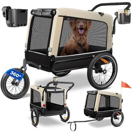 Універсальний візок для собак 3-в-1 KESSER Boxer: собачий buggy, джоггер та велосипедний причіп, об'єм 240 л, амортизація, переднє колесо 360°, тканина 600D Oxford, до 40 кг