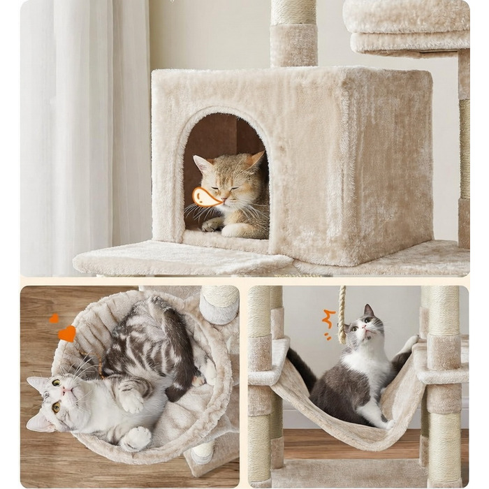 Ігровий комплекс для котів XXL: будинок-вежа з дряпачками, 185 см