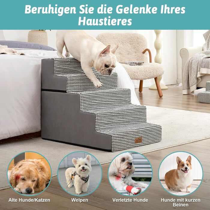 Сходинка для собак та котів COZY KISS - зручна пандус для тварин на ліжко, диван, авто (70х50х60 см)