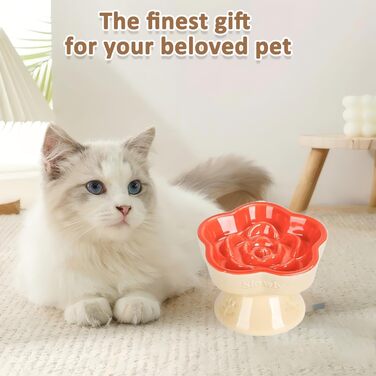 Миска для собак та котів Antischlingnapf, миска протиковтання, керамічна миска для собак та котів (Morgenblüte, Лимонний апельсин)