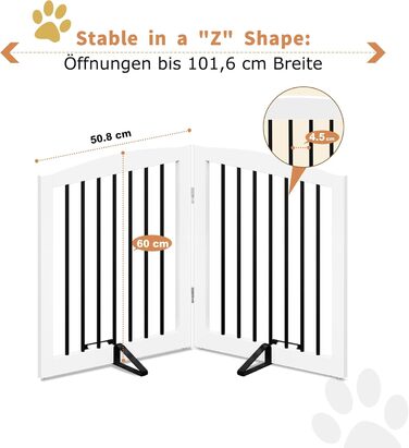 Гілка для собак HOLTICO: захисний бар'єр без свердління, металевий, дерев'яний, для дому, складна, білий, 3 панелі