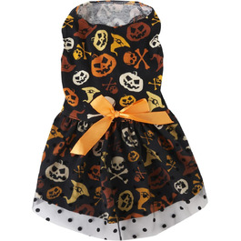 Костюм для собак на Хелловін: чорний череп з тюлевою спідницею, розмір L